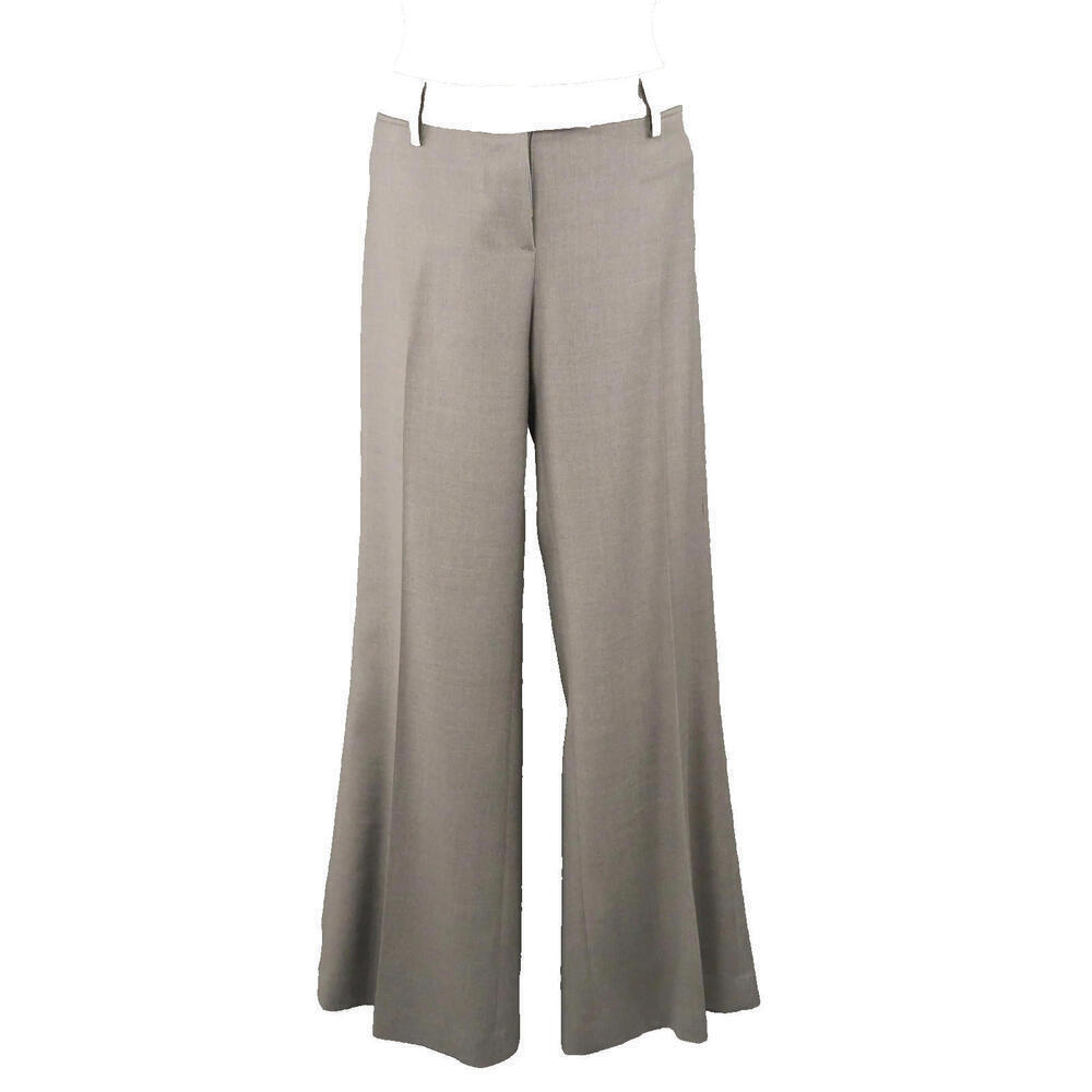 EMILIO PUCCI US-6 Gray Virgin Wool Wide Leg Dress Pants IT-40